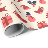 かわいい赤クリスマスギフトラッピング紙 ラッピングペーパー (ロールコーナー)