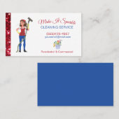 かわいい赤グリッター漫画メイド清掃サービス 名刺 (正面/裏面)