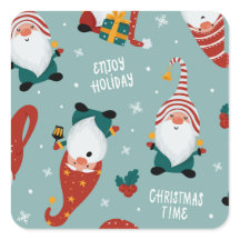 かわいい赤グリーンイエロー小妖精や小人格言クリスマスパターン