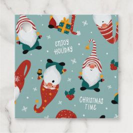 かわいい赤グリーンイエロー小妖精や小人格言クリスマスパターン フェイバータグ