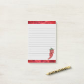 かわいい赤コショウの水絵画色の裏地 ポストイット (デスク上)