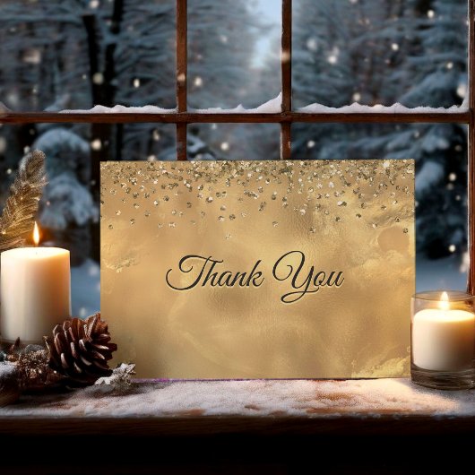 かわいい赤ゴールドのモノグラム大理石アート サンキューカード