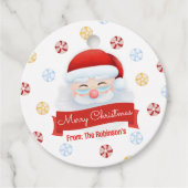 かわいい赤サンタクリスマスギフトタグパーソナライズされた フェイバータグ (正面)