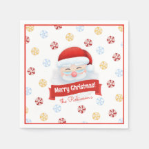かわいい赤サンタクロースのクリスマスパーティー紙ナプキン
