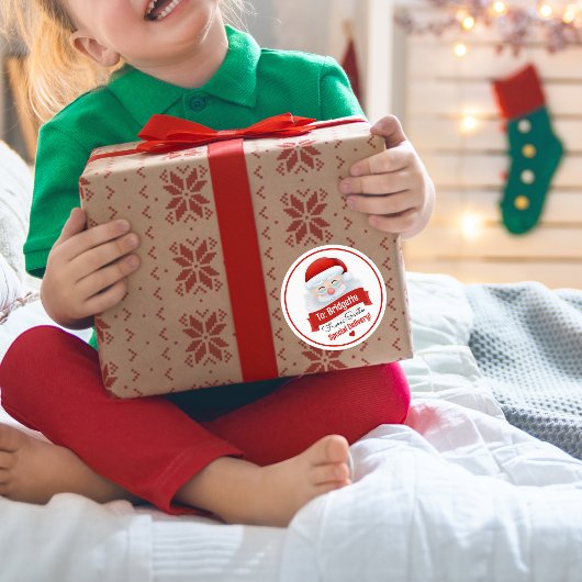 かわいい赤サンタクロースのクリスマスプレゼント ラウンドシール