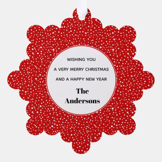 かわいい赤サンタクロースカスタムクリスマス オーナメントカード (裏面)