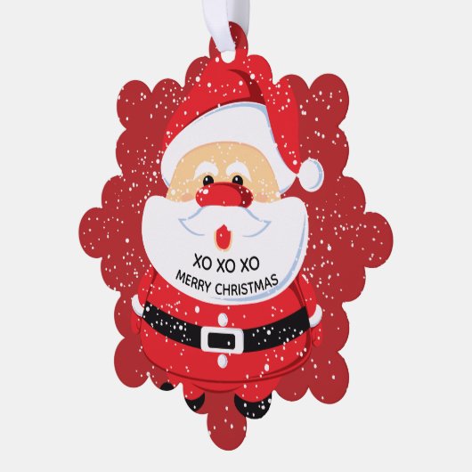 かわいい赤サンタクロースカスタムクリスマス オーナメントカード (左)