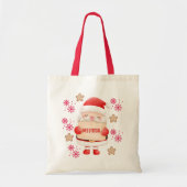 かわいい赤サンタネーム トートバッグ (正面)