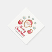 かわいい赤サンタメリークリスマス スタンダードカクテルナプキン (角)