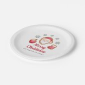 かわいい赤サンタメリークリスマス ペーパープレート (アングル)