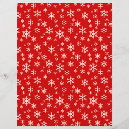 かわいい赤スノーフレーク模様スクラップブック紙 (正面)