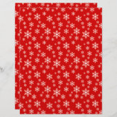 かわいい赤スノーフレーク模様スクラップブック紙 (正面/裏面)