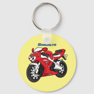 かわいい赤スポーツバイクの漫画 キーホルダー