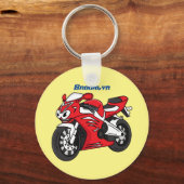 かわいい赤スポーツバイクの漫画 キーホルダー (正面)