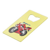 かわいい赤スポーツバイクの漫画 クレジットカード栓抜き (裏面アングル)