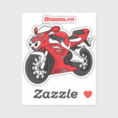 かわいい赤スポーツバイクの漫画 シール (シート)