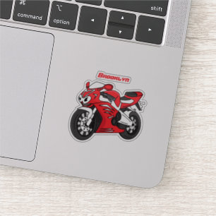 かわいい赤スポーツバイクの漫画 シール