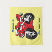 かわいい赤スポーツバイクの漫画 タペストリー (正面)
