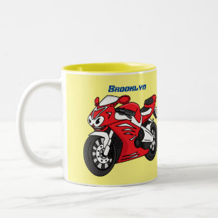 かわいい赤スポーツバイクの漫画 ツートーンマグカップ