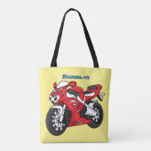 かわいい赤スポーツバイクの漫画 トートバッグ (裏面)