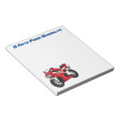 かわいい赤スポーツバイクの漫画 ノートパッド (アングル)