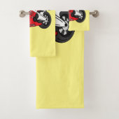 かわいい赤スポーツバイクの漫画 バスタオルセット (インサイチュ)