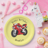 かわいい赤スポーツバイクの漫画 ペーパープレート (パーティー)