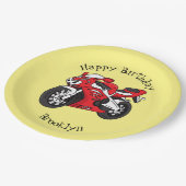 かわいい赤スポーツバイクの漫画 ペーパープレート (アングル)