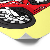 かわいい赤スポーツバイクの漫画 ポスター (角)