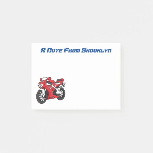 かわいい赤スポーツバイクの漫画 ポストイット (正面)
