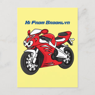 かわいい赤スポーツバイクの漫画 ポストカード