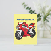 かわいい赤スポーツバイクの漫画 ポストカード (スタンド正面)