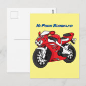かわいい赤スポーツバイクの漫画 ポストカード (正面/裏面)