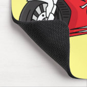 かわいい赤スポーツバイクの漫画 マウスパッド (コーナー)