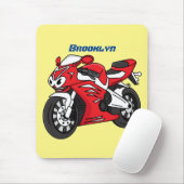 かわいい赤スポーツバイクの漫画 マウスパッド (マウス)