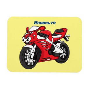 かわいい赤スポーツバイクの漫画 マグネット