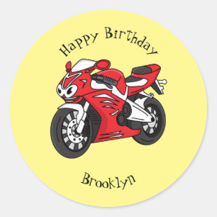 かわいい赤スポーツバイクの漫画 ラウンドシール