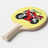 かわいい赤スポーツバイクの漫画 卓球ラケット (正面アングル)