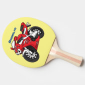 かわいい赤スポーツバイクの漫画 卓球ラケット (横)