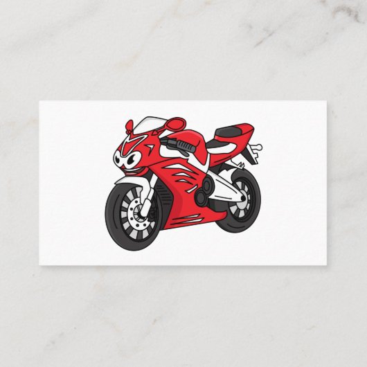 かわいい赤スポーツバイクの漫画 名刺 (裏面)