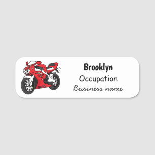 かわいい赤スポーツバイクの漫画 名札