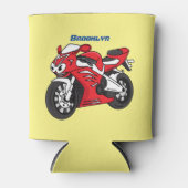 かわいい赤スポーツバイクの漫画 缶クーラー (正面)