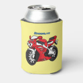 かわいい赤スポーツバイクの漫画 缶クーラー (缶裏面)