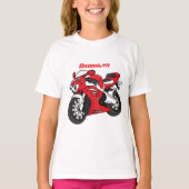 かわいい赤スポーツバイクの漫画 Tシャツ (正面)