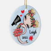 かわいい赤チアリーダー女の子オーナメントブロンド髪 セラミックオーナメント (右)