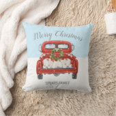 かわいい赤トラックブルーホワイトクリスマス装飾用クッション クッション (ブランケット)