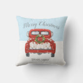 かわいい赤トラックブルーホワイトクリスマス装飾用クッション クッション (裏面)