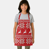 かわいい赤ニット白い鹿のパターン エプロン (インサイチュ)