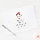 かわいい赤ハットチーズにハッピーカウズ スクエアシール (封筒)