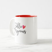 かわいい赤バレンタインデーこんにちはゴージャス ツートーンマグカップ (正面左)